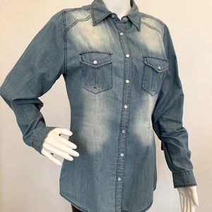 Love Stitch Denim Long Sleeve with Western Snaps